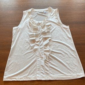 Chico’s, Off White Tank with Ruffles Front, size 2